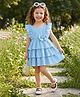 Sky Carry Woven Frill Sleeves Bow Applique Detailed Dress - Blue
