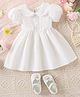 Sky Carry Woven Puffed Sleeves Solid Dress - White