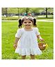 Sky Carry Cotton Woven Half Sleeves Schiffli Embroidered Dress - White