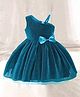 Sky Carry Net Knit Sleeveless Bow Applique Detailed Dress - Blue