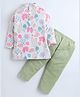 Polka Tots Cotton Woven Full Sleeves Floral Printed Kurta Pyjama Set - White