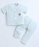 Polka Tots Muslin Woven Half Sleeves Bunny Applique Detailed Textured Shirt & Trousers Set - Mint