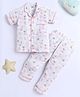 Polka Tots Cotton Woven Half Sleeves Animals Printed Coordinating Shirt & Pajama Night Suit - White