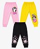 FASHIONOY 100% Cotton Knit Pack Of 3 Drama Queen Text Penguin & Space Theme Printed Bio Washed Joggers - Black Yellow & Pink