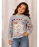 Cutecumber Knitted Full Sleeves Anime Style Girl Printed Light Winter Sweatshirt - Grey