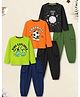 Trampoline Cotton Blend Knit Pack Of 3 Full Sleeves Dinosaur & Space Theme Printed Tee & Pajamas Night Suit - Multi Colour