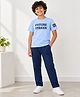 Funkrafts Cotton Knit Half Sleeves Future Striker Text Printed Tee & Pajama Night Suit - Blue