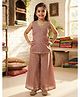 Kinder Kids Cotton Woven Sleeveless Dots Embroidered Lace Embellished Top & Palazzo Set - Rust