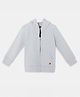 Kiggle 100% Cotton Knit Full Sleeves Solid Hooded Sweatjacket - Grey