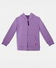Kiggle 100% Cotton Knit Full Sleeves Solid Hooded Sweatjacket - Lavender