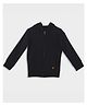 Kiggle 100% Cotton Knit Full Sleeves Solid Hooded Sweatjacket - Black