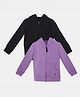 Kiggle 100% Cotton Knit Pack Of 2 Full Sleeves Solid Hooded Sweatjackets - Black & Lavender