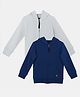 Kiggle 100% Cotton Knit Pack Of 2 Full Sleeves Solid Hooded Sweatjackets - Off White & Navy Blue