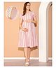 Moms Maternity Cotton Woven Half Sleeves Polka Dots Printed Dress With Front Open Nursing Access - Pink