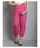 Moms Maternity Cotton Woven Solid High Rise Maternity Pants - Pink