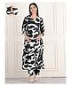 Moms Maternity Cotton Woven Three Fourth Sleeves Abstract Printed Coordinating Kurti & Pants With Side Zipper Nursing Access - Black