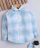 Fourfolds Cotton Blend Woven Full Sleeves Checked Shirt - Light Blue