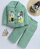 Fourfolds Cotton Blend Woven Full Sleeves Stylish Girl Printed Shirt & Pajamas Night Suit - Sage Green