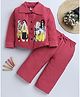 Fourfolds Cotton Blend Woven Full Sleeves Stylish Girl Printed Shirt & Pajamas Night Suit - Rose Pink
