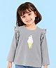 Kidbea Cotton Knit Full Sleeves Ice Cream Printed Tee - Grey