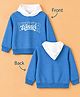 Kidbea Bamboo Woven Full Sleeves Winner Text Printed Light Winter Hooded Sweatshirt - Blue & White