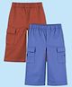 Kidbea Cotton Woven Pack Of 2 Solid Cargo Pants - Brown & Blue