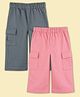 Kidbea Cotton Woven Pack Of 2 Solid Cargo Pants - Pink