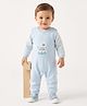 JWAAQ Cotton Knit Full Sleeves Circus Lion Applique Detailed Fur Lined Romper - Blue
