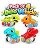 Sanjary Cool Run Dinosaur Friction Powered Push Along Toy Cars Colorful Durable Safe Educational Playset of 4 dino for Toddlers and Kids color design may vary