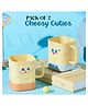 YAMAMA Cute Cheese Cat Kids Mug Set - Creative Square Animal Face Water and Milk Cup for Toddlers (Pack of 2)