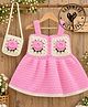 Woonie Handknitted Sleeveless Floral Applique Detailed Sweater Dress With Slingbag - Pink