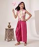 Tales & Stories Viscose Woven Sleeveless Floral Printed Top & Skirt Set - Beige & Pink
