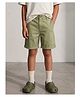 Tales & Stories Cotton Woven Solid Shorts - Olive Green