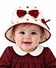 Vritraz Woven Hearts Embroidered & Bow Applique Detailed Bucket Hat - Maroon - Circumference - 35-48 Cm