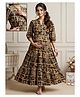 Dummy Shape Cotton Rayon Woven Half Puffed Sleeves Floral Printed Maternity Dress With Dual Side Zipper Nursing Access - Brown