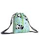 Silverlinen Quilted Cotton Drawstring Bag Panda Village Print Green - 11 inches