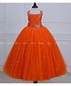 Li & Li Couture Net Woven Cap Sleeves Beads Embellished Butterfly Applique Detailed Gown - Deep Orange