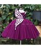 Li & Li Couture Net Woven Cap Sleeves Detachable Monarch Butterfly Applique Detailed & Beads Embellished Gown - Plum Purple