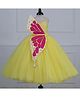 Li & Li Couture Net Woven Cap Sleeves Detachable Monarch Butterfly Applique Detailed & Beads Embellished Gown - Macaron Yellow