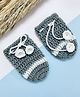 Little Peas Knit Placement Striped Crochet Mittens - Grey & White