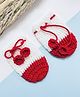 Little Peas Knit Colour Blocked Crochet Mittens - White & Red