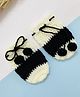 Little Peas Knit Colour Blocked Crochet Mittens - Cream & Black