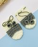 Little Peas Knit Colour Blocked Crochet Mittens - Cream & Grey