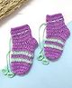 Little Peas Knit Placement Striped Crochet Socks - Light Purple & Mint Green