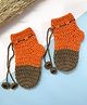Little Peas Knit Colour Blocked Crochet Socks - Orange & Brown
