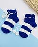 Little Peas Knit Striped Crochet Socks - Navy Blue