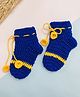 Little Peas Knit Placement Striped Crochet Socks - Navy Blue & Yellow