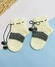 Little Peas Hand Knitted Colour Blocked Crochet Socks - Cream & Grey