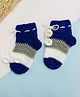 Little Peas Knit Colour Blocked Crochet Socks - Navy Blue & White