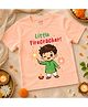 KNITROOT Cotton Knit Diwali Theme Half Sleeves Little Firecracker Text Printed Tee - Peach